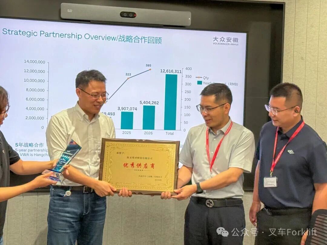 实力加冕！杭叉租赁斩获安徽大众 2025年度优秀供应商殊荣